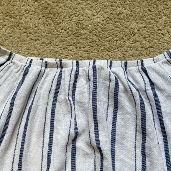Lucky Brand White and Navy Striped Off-The-Shoulder Swimsuit Cover-Up - Picture 7 of 8